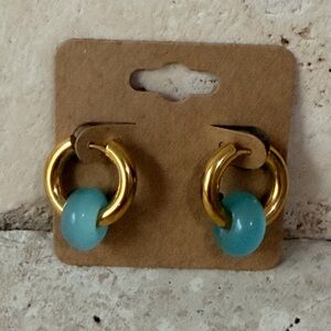 Gold and Blue Hoop Earrings